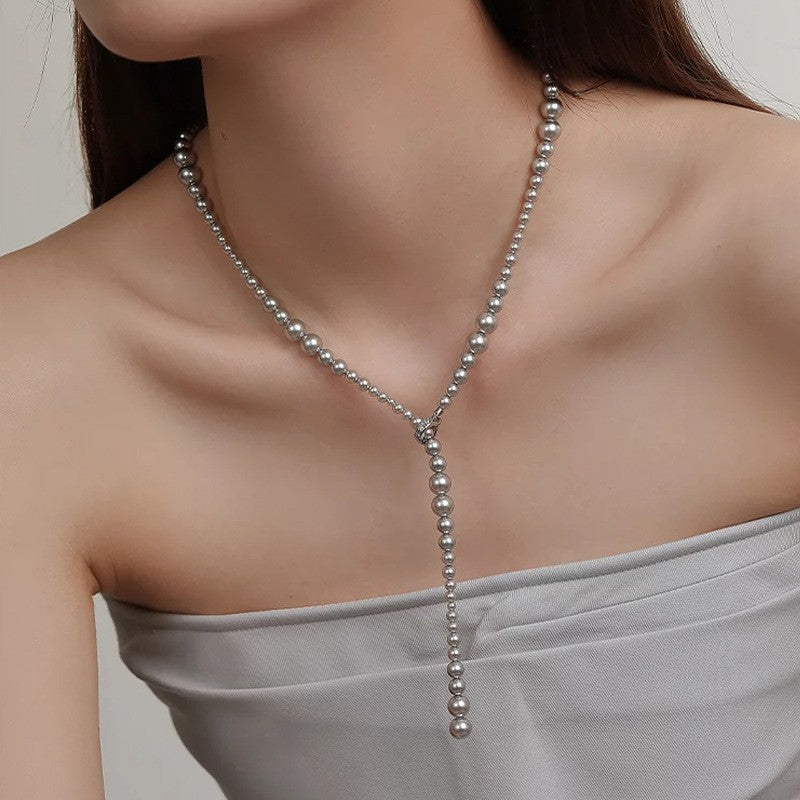 Pearl Necklace Y-shaped Gradient Long Light Luxury Minority