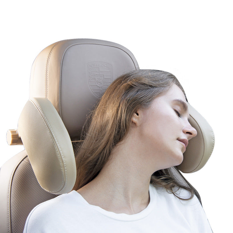 Adjustable Car Headrest Pillow - Soft Travel Seat Neck Support Cushion | Leather Auto Headrest for Comfortable Sleep